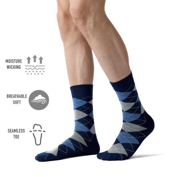 TieaTize 8 Pairs Mens Dress Crew Socks, Cotton Work Business Casual Classic Socks, Soft Breathable Mid Calf Socks Navy
