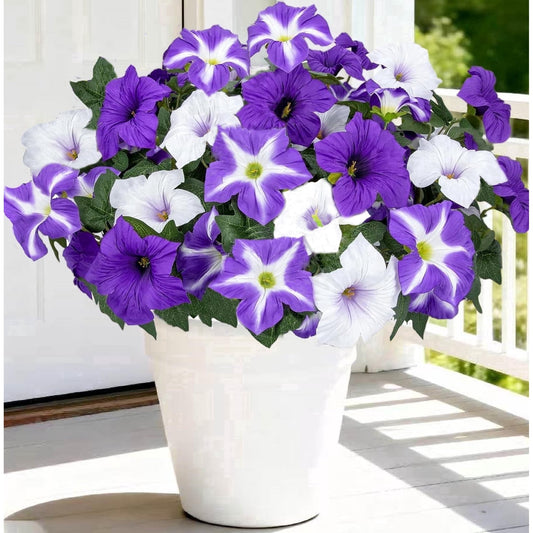 TieaTize 2 PCS Artificial Flowers for Outdoors, Fake Petunias Planters Indoor Decoration, Faux Flowers Plants UV Resistant Look Real Silk Flowers for Garden Front Porch Door Patio Yard