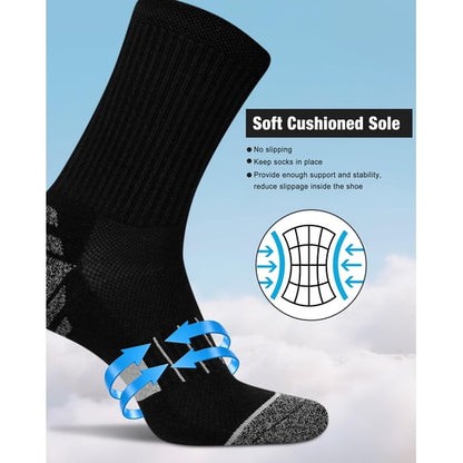 TieaTize 8 Pairs Women Crew Athletic Socks, Running Hiking Sports Socks Cotton Breathable Soft Stretchy Wicking Odor Resist Sock with Cushioned Support