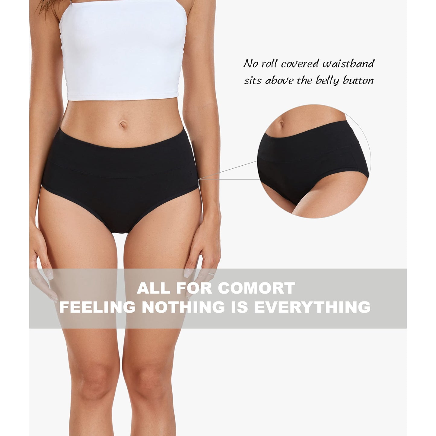 TieaTize 5 Pack Underwear for Women, High Waisted Cotton Underwear, Tummy Control Seamless Underwear, Soft Breathable Stretch Briefs Ladies Panties (Regular & Plus Size)