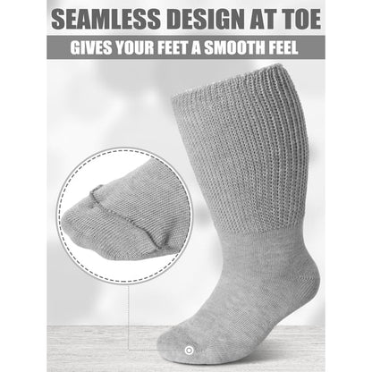 TieaTize 4 Pairs Diabetic Socks for Women Men, Extra Wide Non Binding Stretch Top, Lymphedema Swollen Feet Leg Bariatric Cast Boot Sock, Neuropathy Swelling Soft Loose Fit