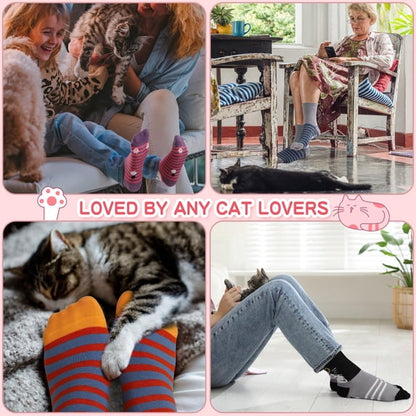 TieaTize 10 Pairs Womens Cute Socks, Cotton Crew Socks Cat Dog Cartoon Animal Print, Funny Novelty Soft Socks for Women Girl Gift
