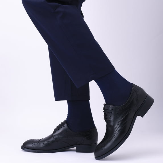 TieaTize 8 Pairs Mens Dress Crew Socks, Cotton Work Business Casual Classic Socks, Soft Breathable Mid Calf Socks Navy