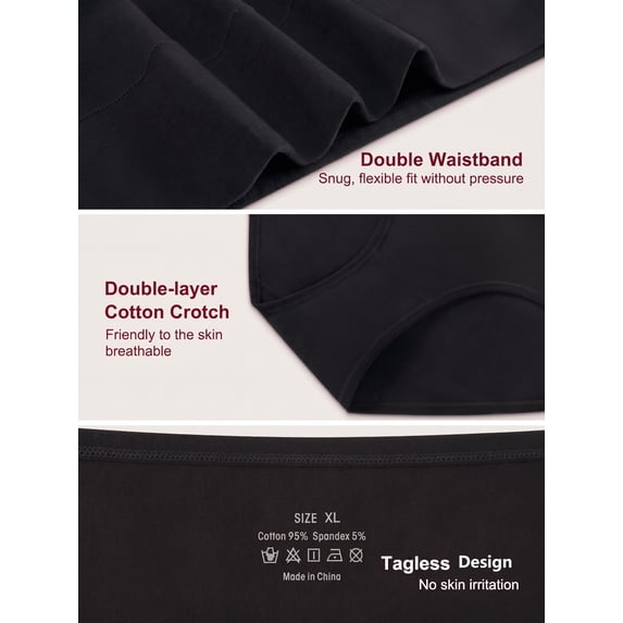 TieaTize 5 Pack Womens Plus Size Underwear, High Waisted Cotton Briefs, Tummy Control Seamless Full Coverage Panties, Soft Breathable Stretch No Ride Up Everyday Ladies Panty Set