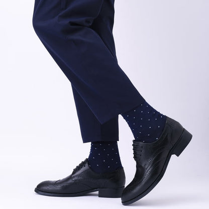 TieaTize 8 Pairs Mens Dress Crew Socks, Cotton Work Business Casual Classic Socks, Soft Breathable Mid Calf Socks Navy