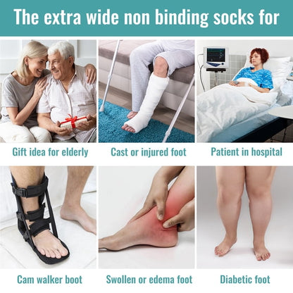 TieaTize 4 Pairs Diabetic Socks for Women Men, Extra Wide Non Binding Stretch Top, Lymphedema Swollen Feet Leg Bariatric Cast Boot Sock, Neuropathy Swelling Soft Loose Fit
