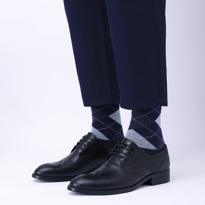 TieaTize 8 Pairs Mens Dress Crew Socks, Cotton Work Business Casual Classic Socks, Soft Breathable Mid Calf Socks Navy