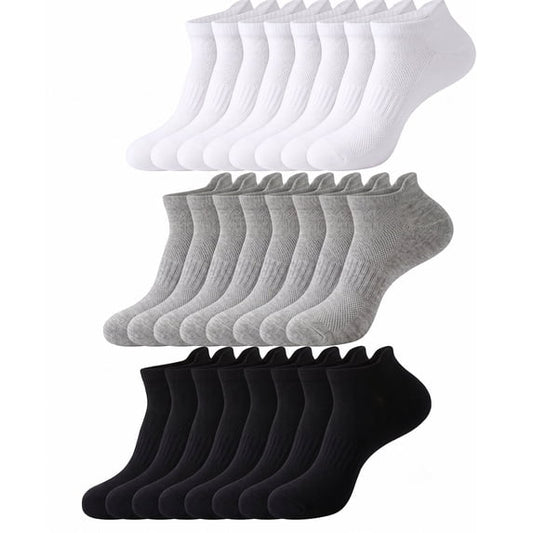 TieaTize 12 Pairs Ankle Socks for Men, Athletic Running Socks Cotton Breathable Stretchy, Anti-blister Thick Cushioned Wicking Odor Resist Sports Socks with Tab