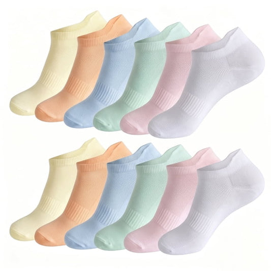 TieaTize 12 Pairs Ankle Socks for Women, Athletic Running Socks Cotton Breathable Soft Thin Stretchy, Anti-blister Thick Cushioned Wicking Odor Resist Sports Low Cut Socks with Tab