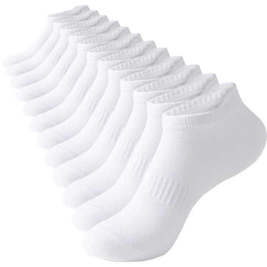 TieaTize 6 Pairs Ankle Socks for Women, Running Athletic Socks Cotton Breathable Soft Thin Stretchy, Anti-blister Thick Cushioned Wicking Odor Resist Sports Low Cut Socks with Tab