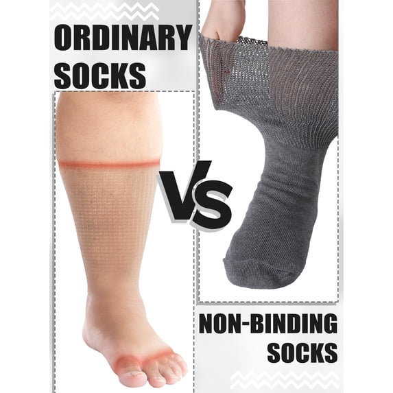 TieaTize 4 Pairs Diabetic Socks for Women Men, Extra Wide Non Binding Stretch Top, Lymphedema Swollen Feet Leg Bariatric Cast Boot Sock, Neuropathy Swelling Soft Loose Fit