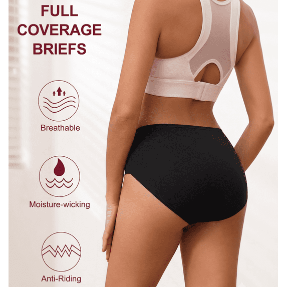TieaTize 5 Pack Womens Plus Size Underwear, High Waisted Cotton Briefs, Tummy Control Seamless Full Coverage Panties, Soft Breathable Stretch No Ride Up Everyday Ladies Panty Set