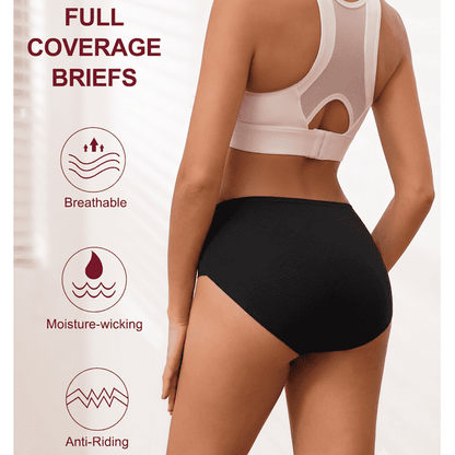 TieaTize 5 Pack Womens Plus Size Underwear, High Waisted Cotton Briefs, Tummy Control Seamless Full Coverage Panties, Soft Breathable Stretch No Ride Up Everyday Ladies Panty Set