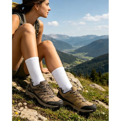 TieaTize 8 Pairs Women Crew Athletic Socks, Running Hiking Sports Socks Cotton Breathable Soft Stretchy Wicking Odor Resist Sock with Cushioned Support