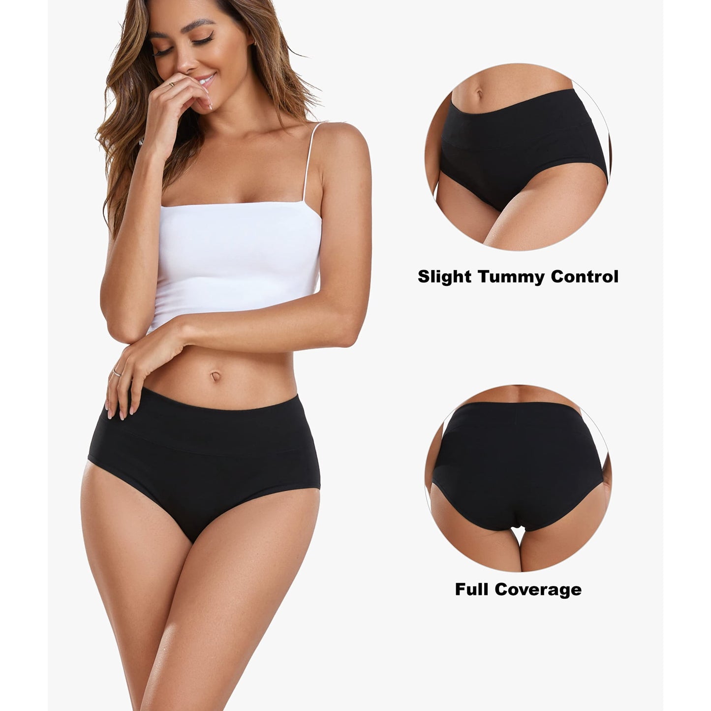 TieaTize 5 Pack Underwear for Women, High Waisted Cotton Underwear, Tummy Control Seamless Underwear, Soft Breathable Stretch Briefs Ladies Panties (Regular & Plus Size)